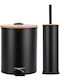 Estia Bamboo Bathroom Brush and Trash Can Set 7lt Black