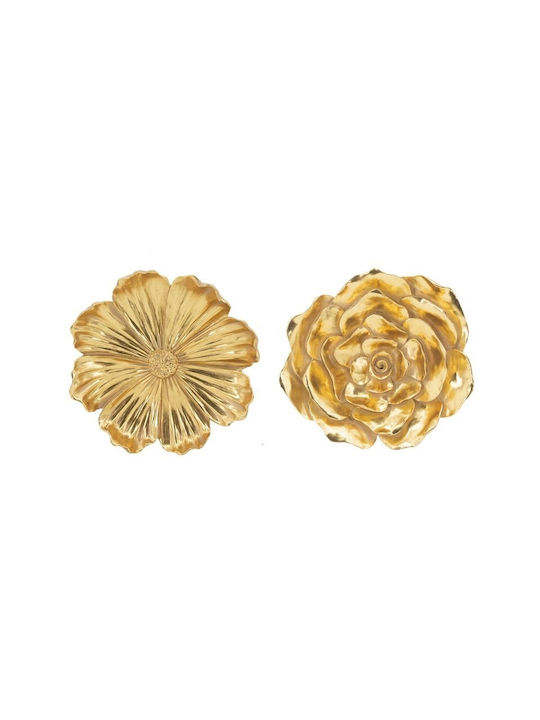 Artekko Wall Decor Flower Gold Polyresin 30.5x6.4x30.5cm 2 Pieces