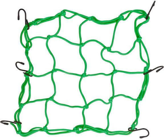 Motorcycle Scooter Fuel Tank Bag 6 Hooks Elastic Strap Expandable Mesh Bag Green