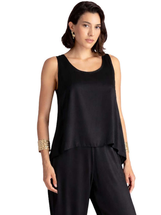 Women's Sleeveless Black Blouse