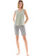 Pink Label Summer Women's Pyjama Shorts Aqua Flower