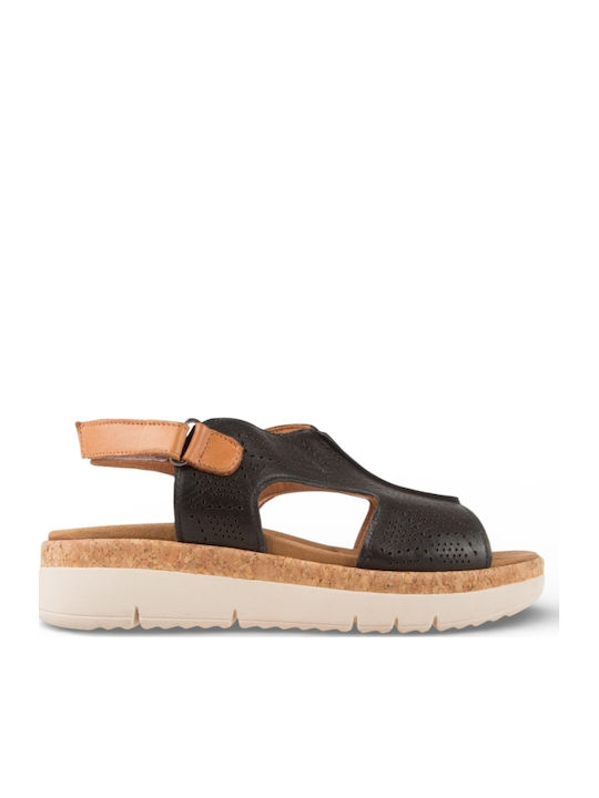 Leather Women's Flat Sandals Black