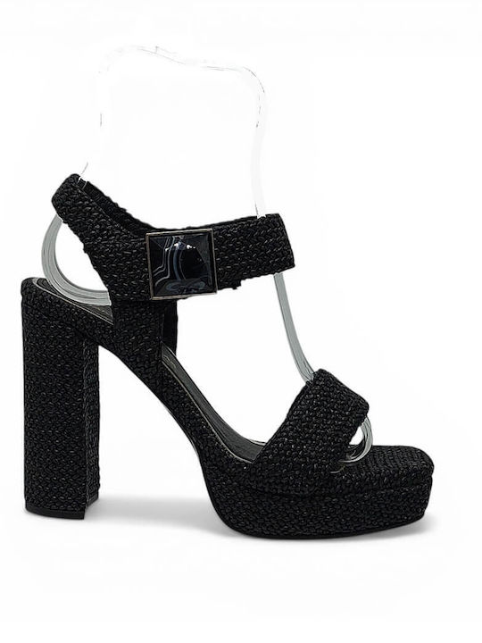 Tsakiris Mallas Fabric Black Sandals