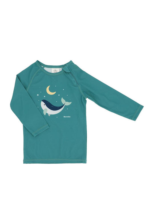 Tutete Kids Swimwear Rashguard With Long Sleeve Teal Whale