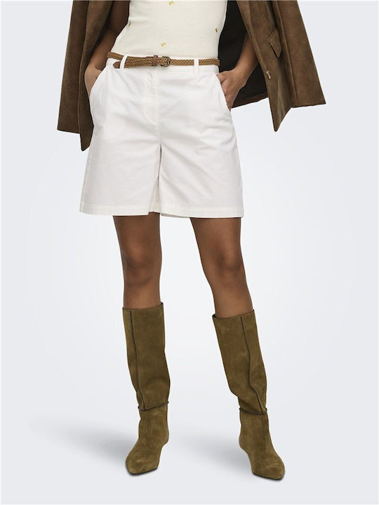 Jdy Damen Hohe Taille Shorts Weiß