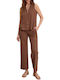 Sleeveless Women's Brown Shirt