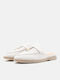 Suede Mules with Heel in Ecru Colour