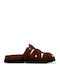 Suede Mules με Τακούνι σε Καφέ Χρώμα