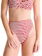 Bikinihosen Slip Hohe Taille Gestreift Rote-Weiß