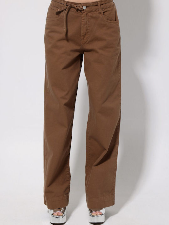 High Rise Women's Jean Pants in Slim Fit Brown