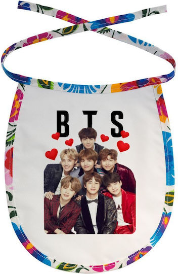 Koupakoupa Bts Hearts Waterproof Baby Bib Made of 100% Cotton with Lace Band Colored