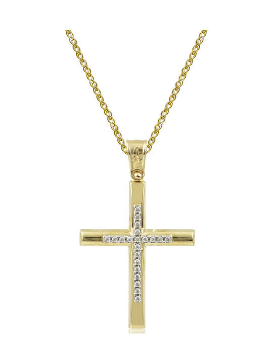 Damen Goldkreuz 14K mit Kette