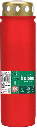Bolsius Tribut-Kerze 110h T60-Rot mit Deckel