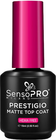 SensoPro Prestigio Мат Мат Топ Лак Дълготраен Бързо Съхнещ Прозрачен 15мл