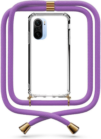 Mobile Phone Case Transparent Floral Purple Neck Strap Xiaomi Mi 11i