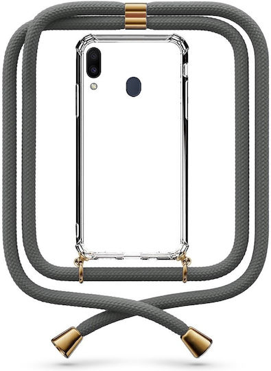 Husă Telefon Transparentă Cu Șnur Gri Galaxy M20