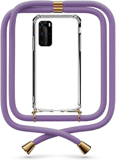 Husă Telefon Transparentă Cu Șnur Liliac Huawei P40 Pro
