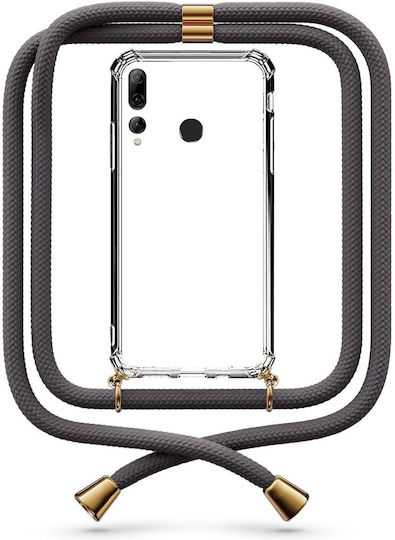 Husă Telefon Transparentă Curea Gât Gri Închis Huawei P Smart Plus 2019