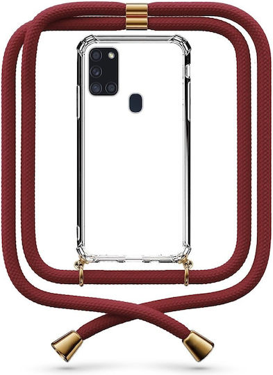 Husă Telefon Transparentă Cu Șnur Bordeaux Galaxy A21s