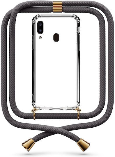 Mobile Phone Case Transparent Lanyard Dark Grey Galaxy A20e