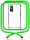 Mobile Phone Case Transparent Neon Green Neck Strap Honor 50