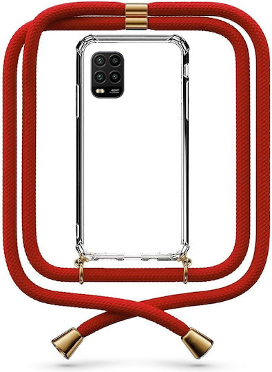 Transparente Handyhülle mit Nackenriemen Rot für Xiaomi Mi 10 Lite