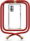 Mobile Phone Case Transparent Red Neck Strap OnePlus 9