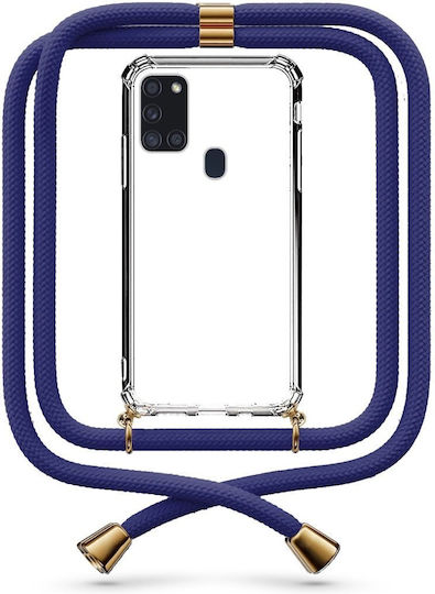 Θήκη Κινητού Διάφανη Κορδόνι Dark Blue Galaxy A21s
