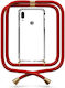 Handyhülle Transparent mit Nackenriemen Rot Xiaomi Redmi 7