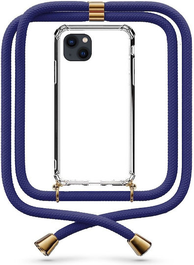 Husă Telefon Transparentă Cu Șnur Albastru Închis iPhone 14 Plus