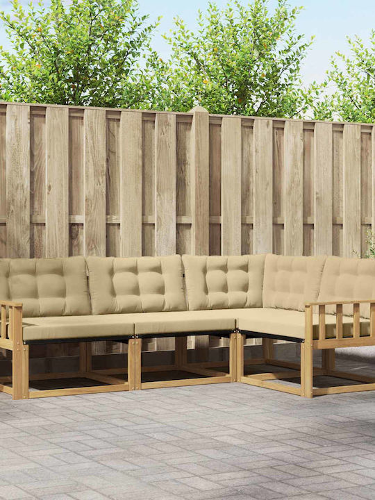 Corner Outdoor Sofa Wooden with Cushions 247.5x168.5x73cm