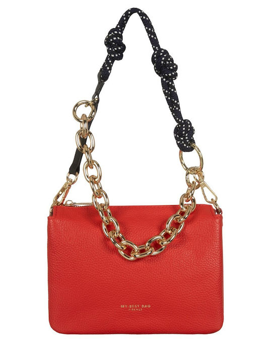 Leather Women's Shoulder Handbag Red