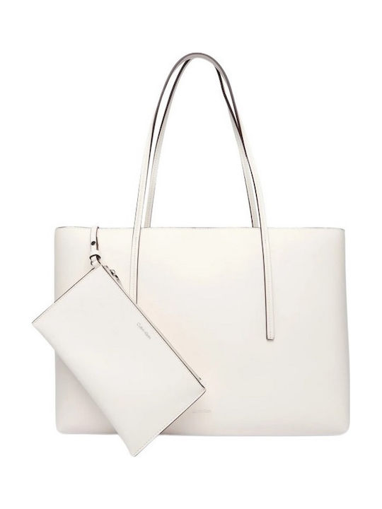 Calvin Klein Foil Logo Women's Tote Bag White
