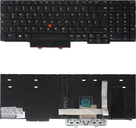 German Laptop Keyboard Lenovo Thinkpad E15 20rd 20re Gen 1 E15 Gen 2 20t8 20t9 5m10w64513 01xy010 Sn20u63990 987abzv De Without Frame With Pointer Backlit Black Code 40949denofrbltype2
