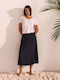 Linen Skirt Navy Blue