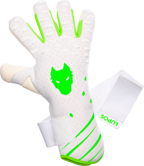 Lupos Phantom Pro Goalkeeper Gloves — German Latex Contact — Negative Cut —white/green
