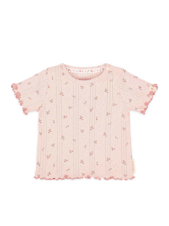 Kids Short-Sleeved Pink Blouse Flowers