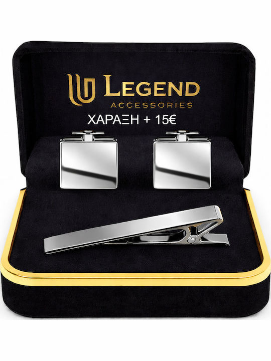 Legend Accessories Μανικετόκουμπα από Ατσάλι σε Ασημί Χρώμα