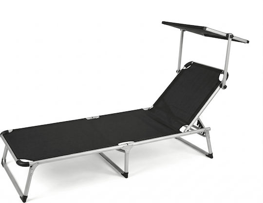 Thirea Thirea Beach Sunbed Gray Foldable Aluminum with Shader 193.5x59x29cm