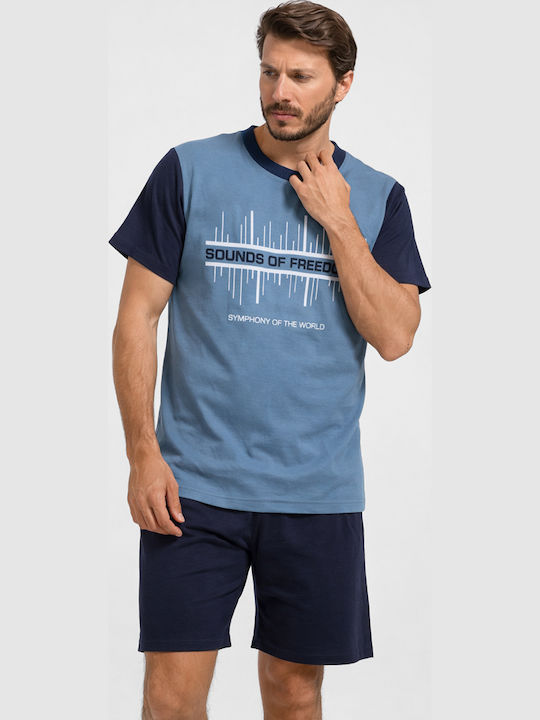 Lion Summer Men's Cotton Pyjamas Blue Size