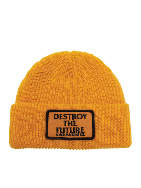 Beanie Unisex Σκούφος Πλεκτός σε Κίτρινο χρώμα