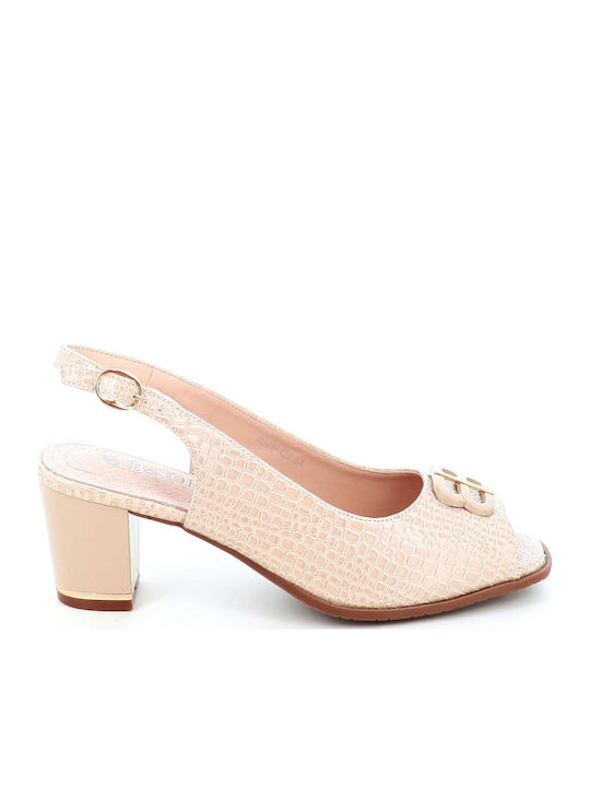 B-Soft Damen Sandalen Aus Leder Anatomisch Beigen