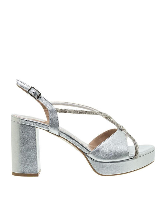 Mourtzi Leather Silver Sandals