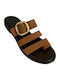 Leather Women's Flat Sandals Black
