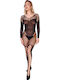 Ολόσωμη Φόρμα Διχτυωτή Εφέ Καλτσοδέτας Μαύρο