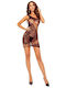 Passion Bs123 Black Floral Bodystocking Minidress