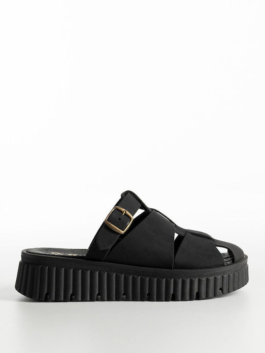 Bozikis Flache Damen Sandalen Flatforms Schwarz...