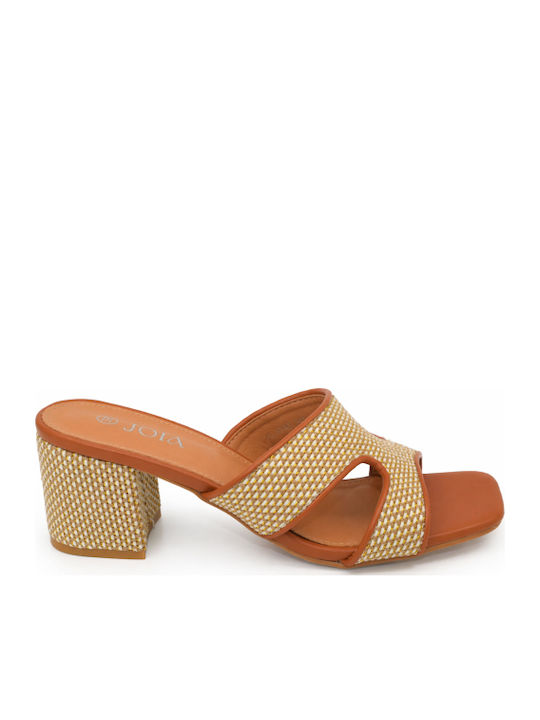 Mules With Chunky Low Heel In Brown Colour SJ-KK-1306-26ML-KAMEL