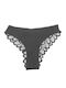 Baumwoll Damen-Slip Brasil mit Spitze Schwarz