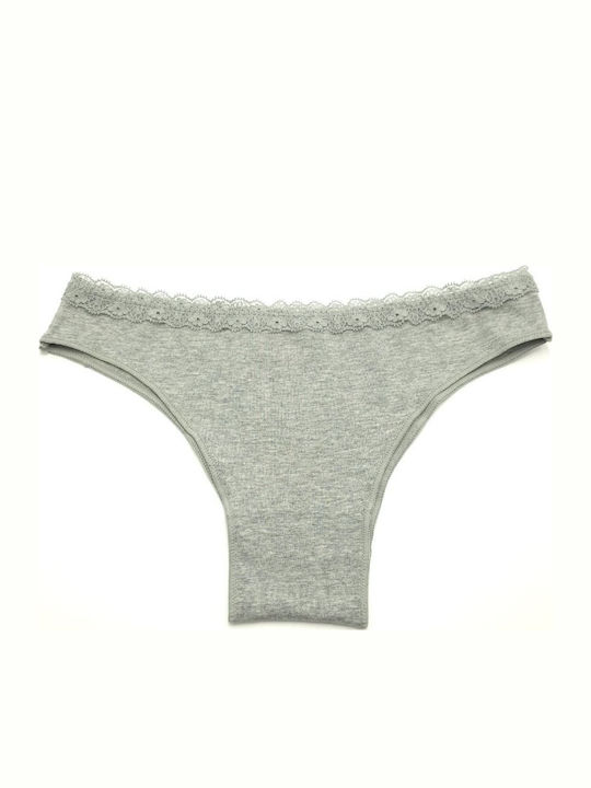 Hand's Foner Cotton Women's Slip with Lace Grey